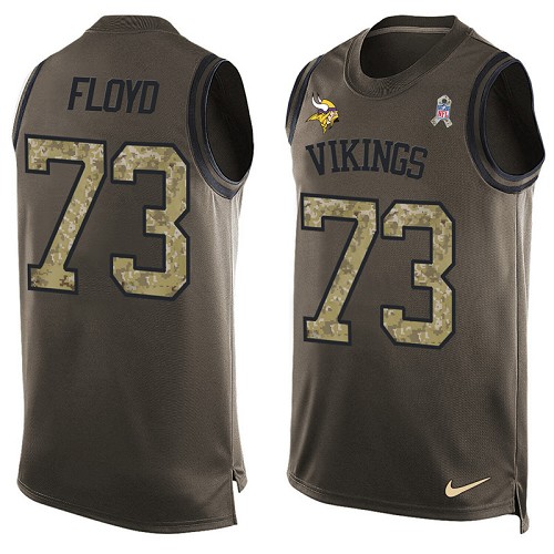 Men's Limited Sharrif Floyd Nike Jersey Green - #73 Salute to Service Tank Top NFL Minnesota Vikings